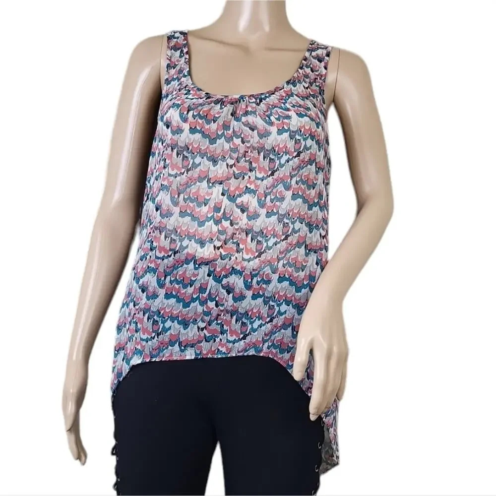 Forever 21 Peacock Sheer Tank High Low Top
